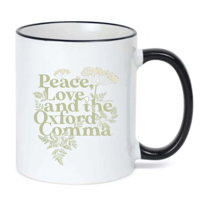 Peace Love And The OxFord English Comma Grammar Humor Black Color Changing Mug