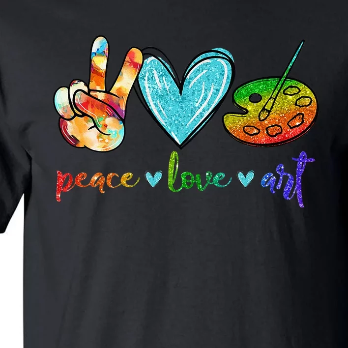 Peace Love Art Painting Palette Cute Art Teacher Gifts Tall T-Shirt