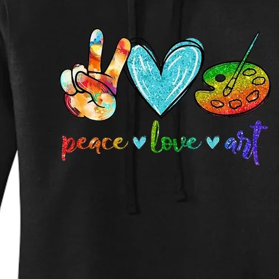 Peace Love Art Painting Palette Cute Art Teacher Gifts Women's Pullover Hoodie