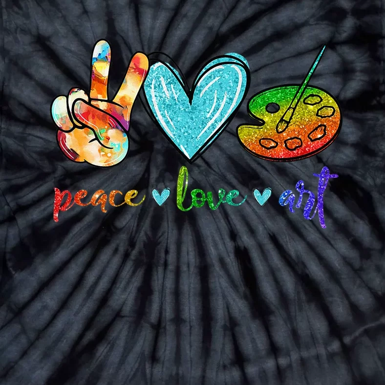 Peace Love Art Painting Palette Cute Art Teacher Gifts Tie-Dye T-Shirt