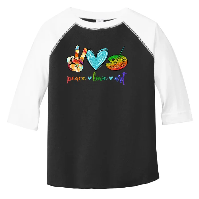 Peace Love Art Painting Palette Cute Art Teacher Gifts Toddler Fine Jersey T-Shirt