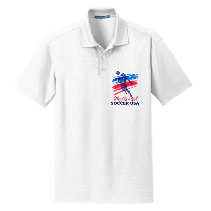 Play Like A Girl USA Soccer Team USA Womens Football Dry Zone Grid Performance Polo