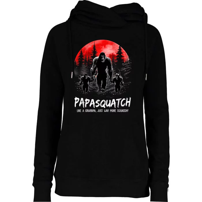 Papasquatch Like A Grandpa Just Way More Squatchy Funny Papa Womens Funnel Neck Pullover Hood