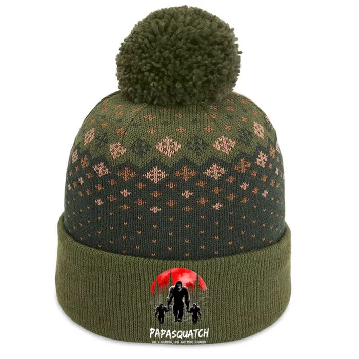 Papasquatch Like A Grandpa Just Way More Squatchy Funny Papa The Baniff Cuffed Pom Beanie