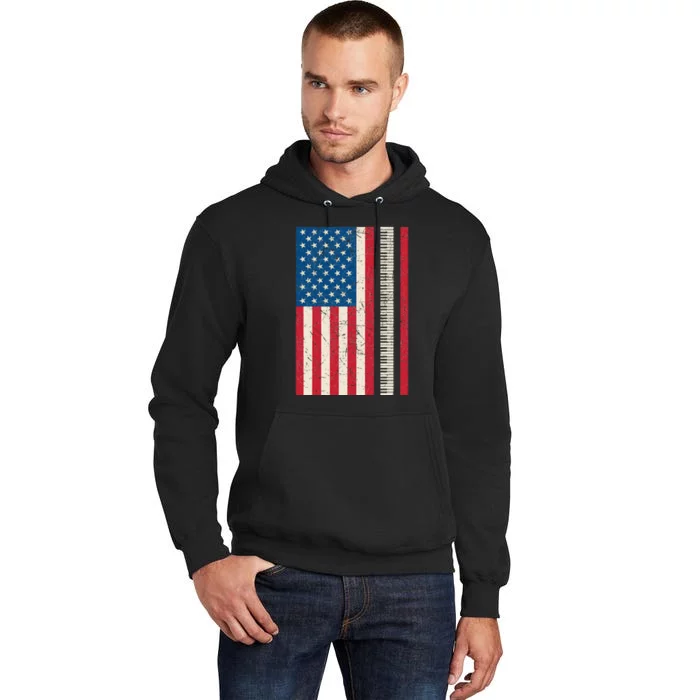 Piano Lover American Flag Patriotic Players Pianist Gift Tall Hoodie