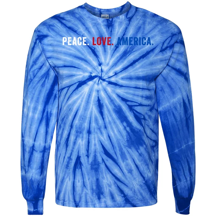 Peace Love America Retro Vintage Graphic Gift Tie-Dye Long Sleeve Shirt