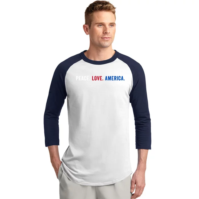 Peace Love America Retro Vintage Graphic Gift Baseball Sleeve Shirt