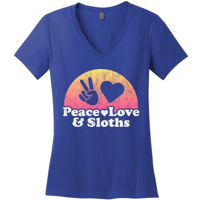 Peace Love And Sloths Sloth Gift Women's V-Neck T-Shirt