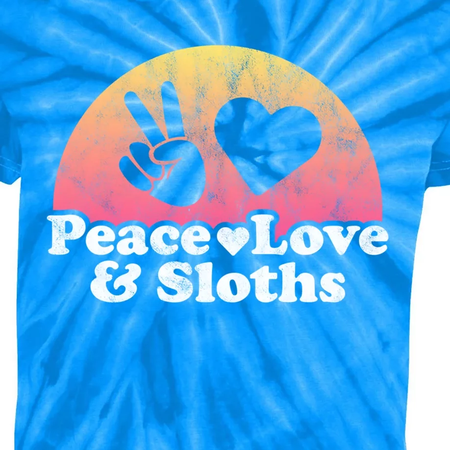 Peace Love And Sloths Sloth Gift Kids Tie-Dye T-Shirt