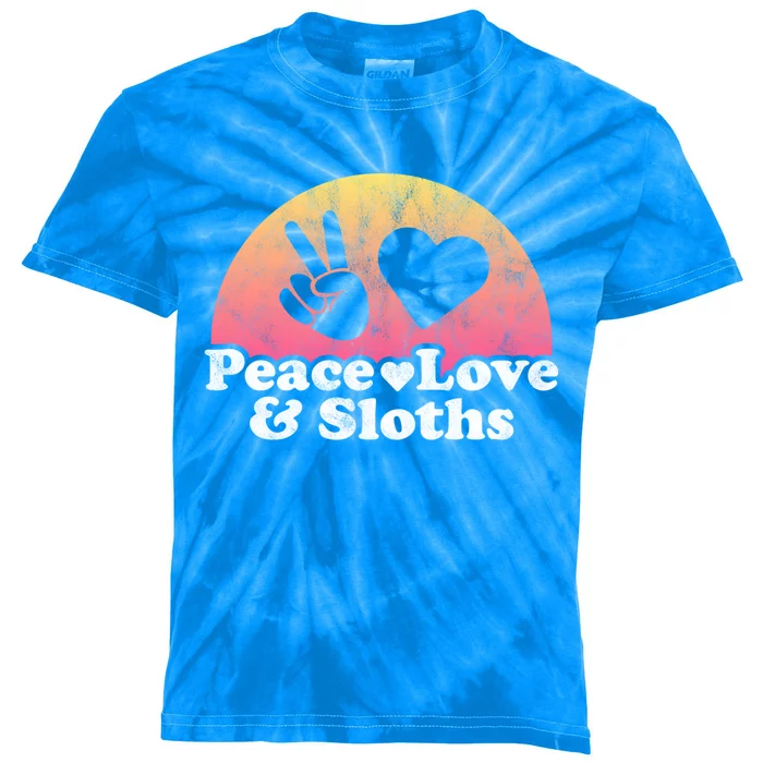 Peace Love And Sloths Sloth Gift Kids Tie-Dye T-Shirt