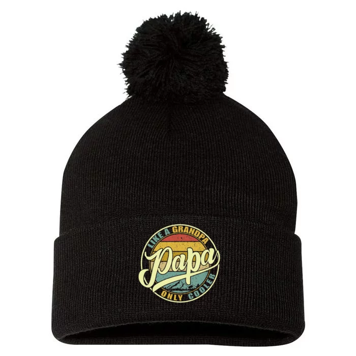 Papa Like A Grandpa Only Cooler Pom Pom 12in Knit Beanie