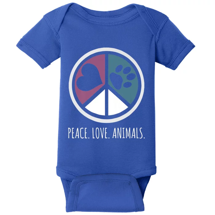 Peace Love Animals Gift Animal Lover Kindness Paw Tee Baby Bodysuit