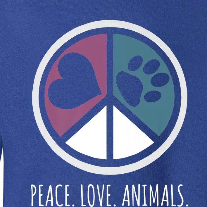 Peace Love Animals Gift Animal Lover Kindness Paw Tee Toddler Sweatshirt