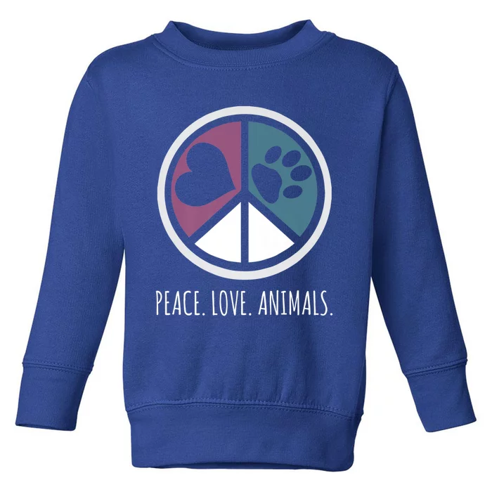 Peace Love Animals Gift Animal Lover Kindness Paw Tee Toddler Sweatshirt