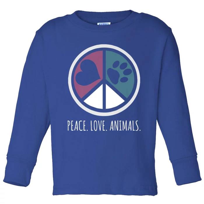 Peace Love Animals Gift Animal Lover Kindness Paw Tee Toddler Long Sleeve Shirt