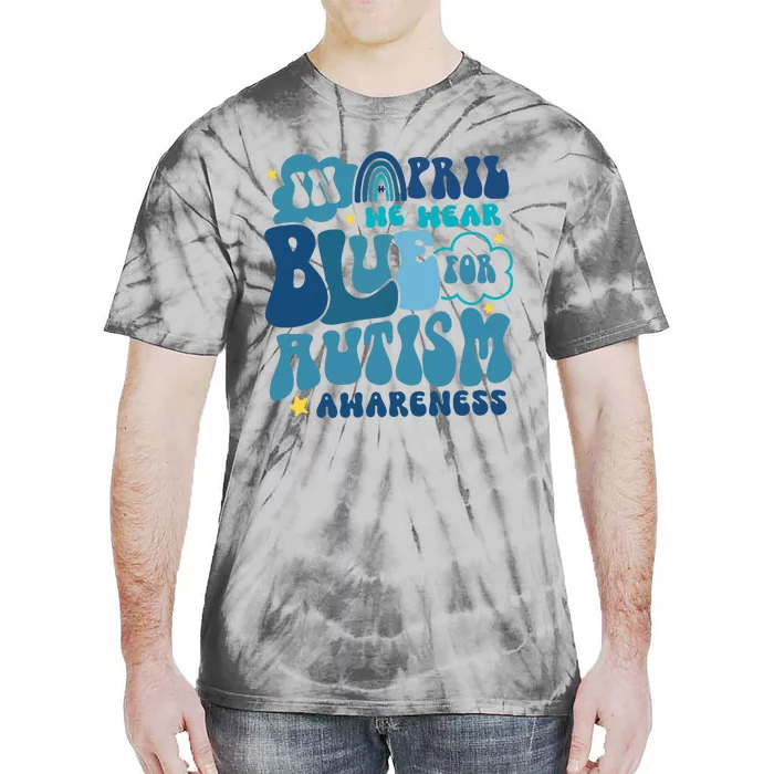 Peace Love Autism In April We Wear Blue For Autism Awareness Tie-Dye T-Shirt