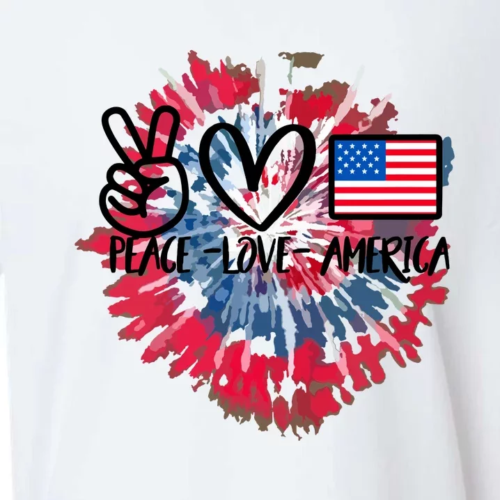 Peace Love America Tie Dye 4th Of July Patriotic For Girl Sueded Cloud Jersey T-Shirt