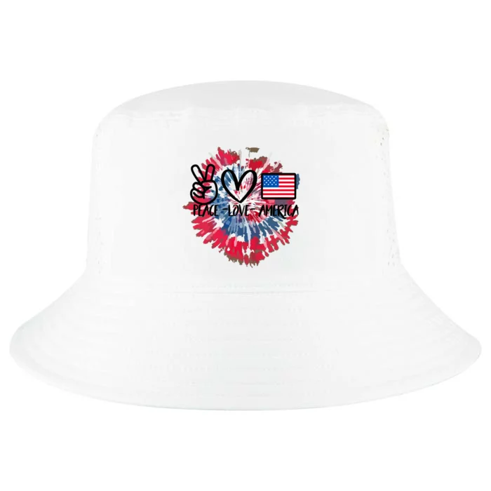 Peace Love America Tie Dye 4th Of July Patriotic For Girl Cool Comfort Performance Bucket Hat