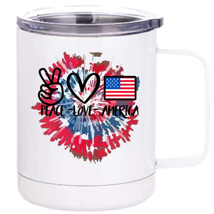 Peace Love America Tie Dye 4th Of July Patriotic For Girl Front & Back 12oz Stainless Steel Tumbler Cup