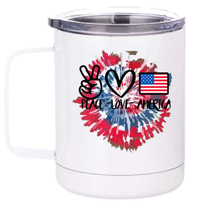 Peace Love America Tie Dye 4th Of July Patriotic For Girl Front & Back 12oz Stainless Steel Tumbler Cup