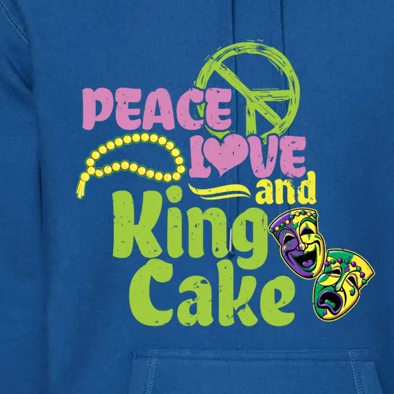 Peace Love And King Cake Meaningful Gift Mardi Gras Party Mask Gift Premium Hoodie