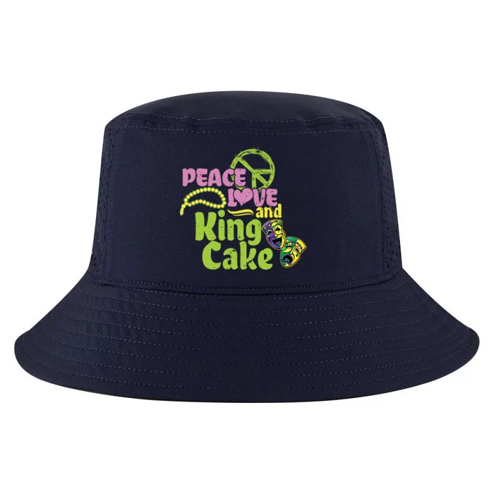 Peace Love And King Cake Meaningful Gift Mardi Gras Party Mask Gift Cool Comfort Performance Bucket Hat