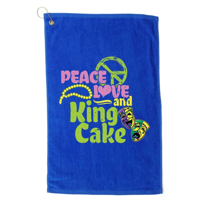 Peace Love And King Cake Meaningful Gift Mardi Gras Party Mask Gift Platinum Collection Golf Towel