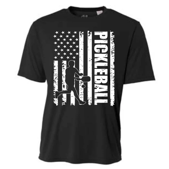 Pickleball Lover American Usa Flag 4th Of July Meaningful Gift Cooling Performance Crew T-Shirt