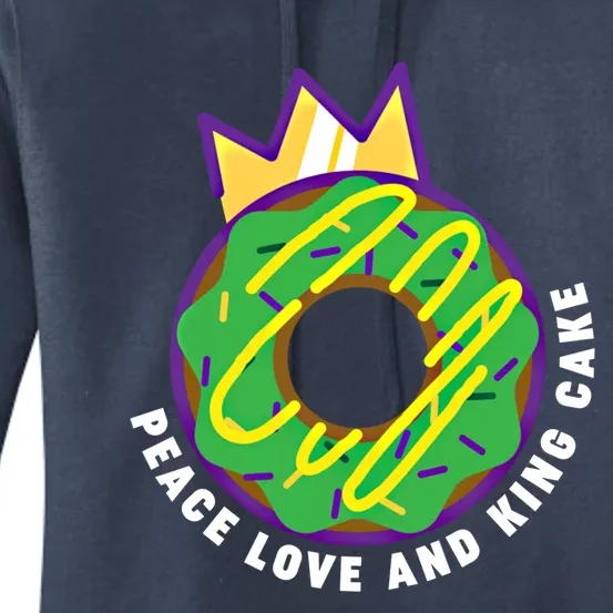 Peace Love And King Cake Design Gift Mardi Gras New Orleans Meaningful Gift Women's Pullover Hoodie