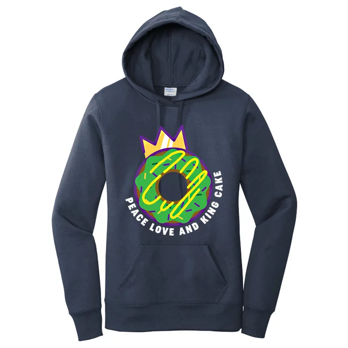 Peace Love And King Cake Design Gift Mardi Gras New Orleans Meaningful Gift Women's Pullover Hoodie