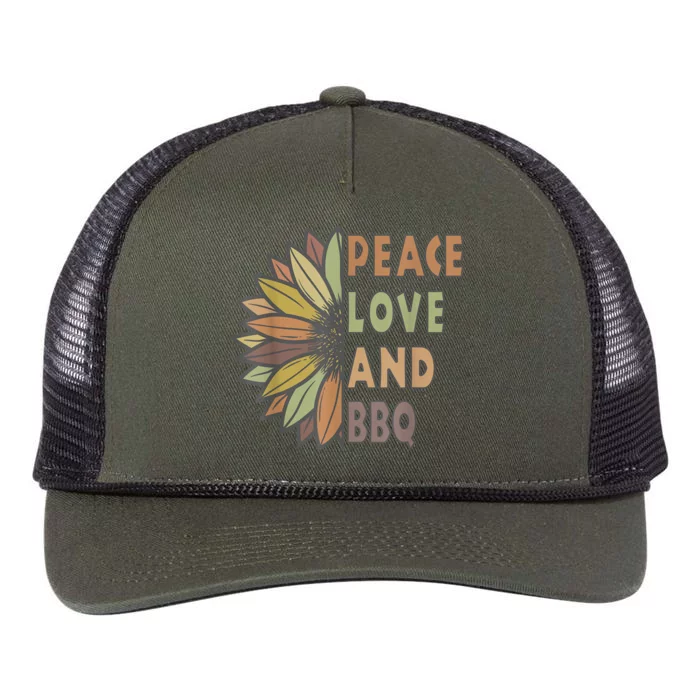 Peace Love And BBQ Retro Rope Trucker Hat Cap