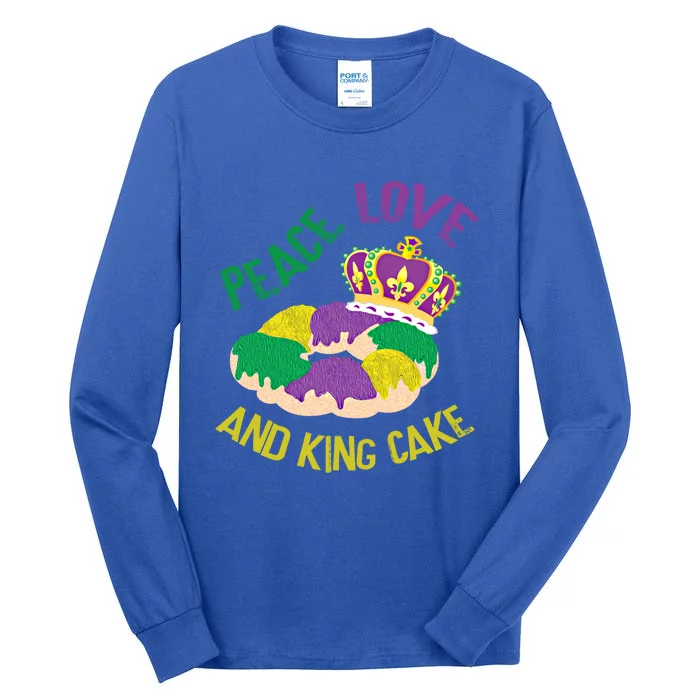 Peace Love And King Cake Mardi Gras 2020 Parade Party Gift Tall Long Sleeve T-Shirt