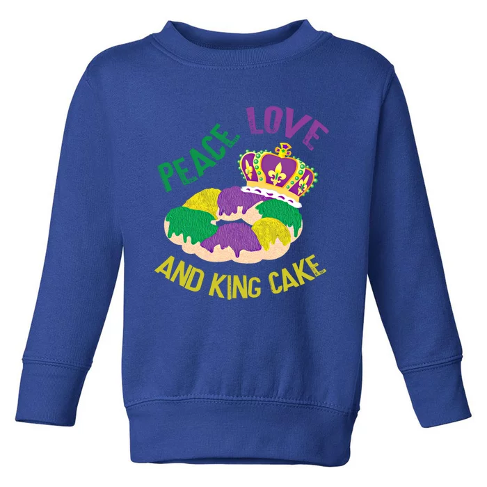 Peace Love And King Cake Mardi Gras 2020 Parade Party Gift Toddler Sweatshirt