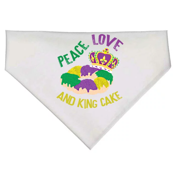 Peace Love And King Cake Mardi Gras 2020 Parade Party Gift USA-Made Doggie Bandana