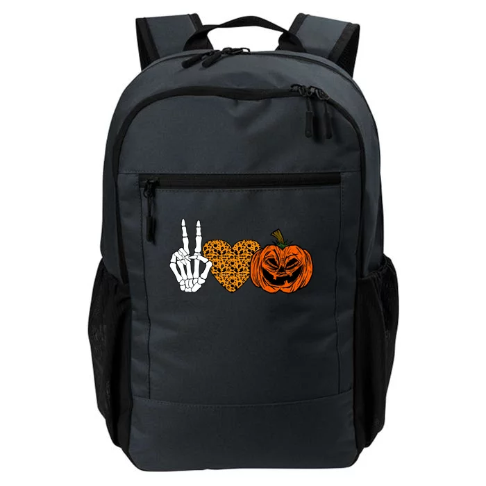 Peace Love And Pumpkins Halloween Skeleton Fall Cute Gift Daily Commute Backpack