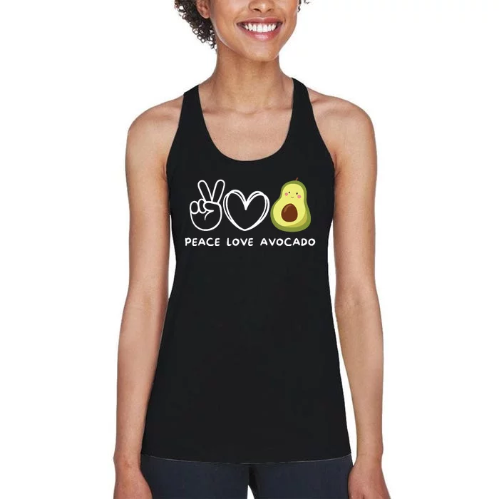 Peace Love Avocado Retro Avocado Lover Fruit Lover Women's Racerback Tank