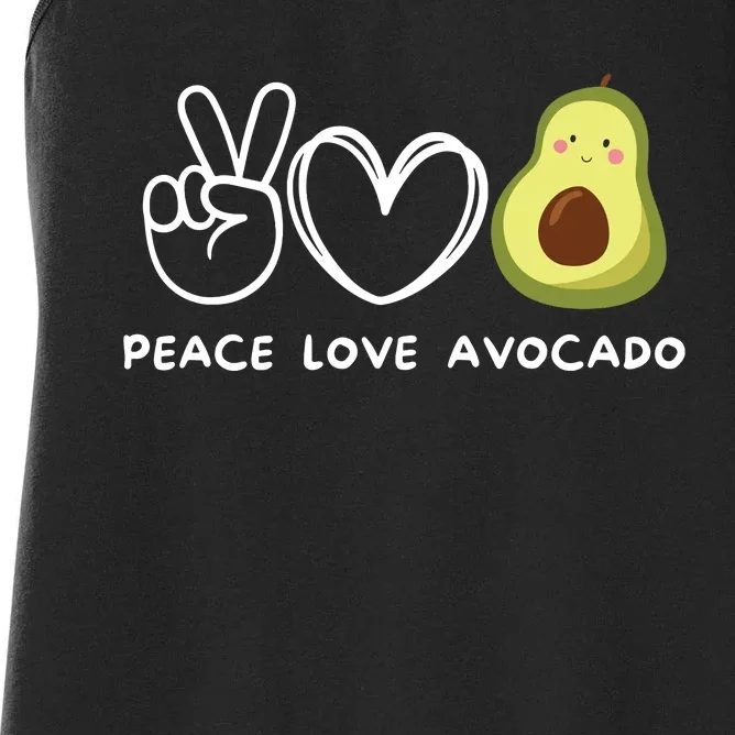 Peace Love Avocado Retro Avocado Lover Fruit Lover Women's Racerback Tank