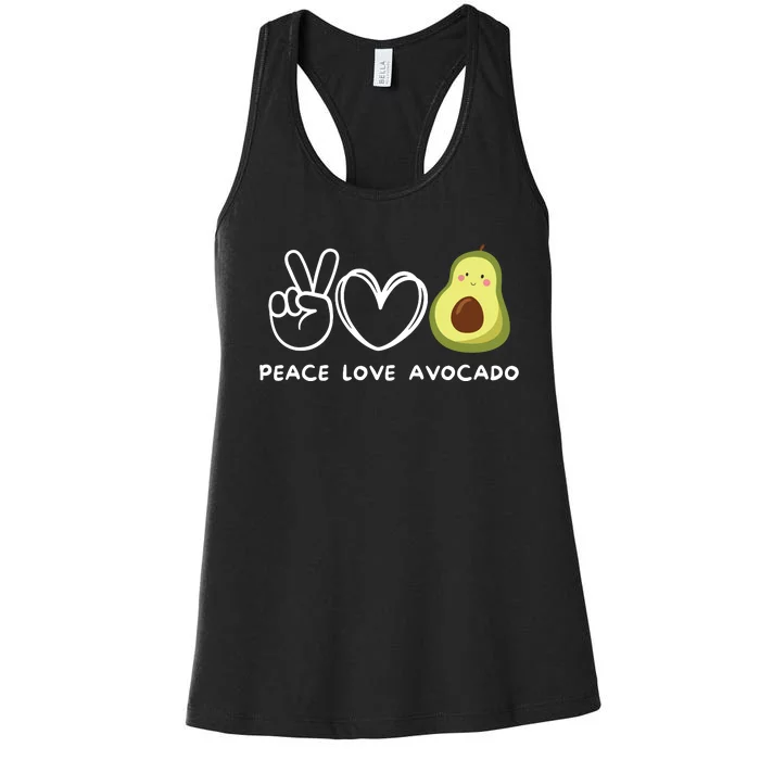 Peace Love Avocado Retro Avocado Lover Fruit Lover Women's Racerback Tank