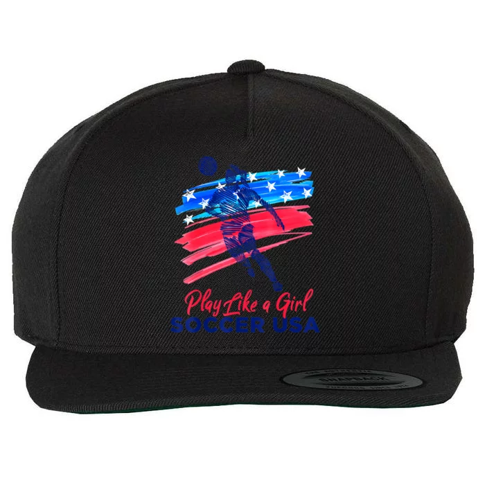 Play Like A Girl USA Soccer Team Shirt USA Womens Football Wool Snapback Cap