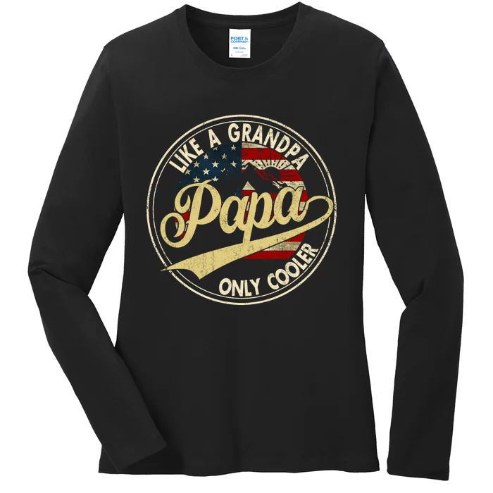 Papa Like A Grandpa Only Cooler Ladies Long Sleeve Shirt