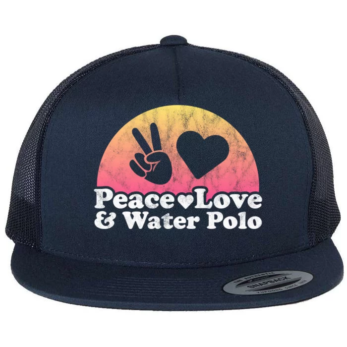 Peace Love And Water Polo Gift Flat Bill Trucker Hat