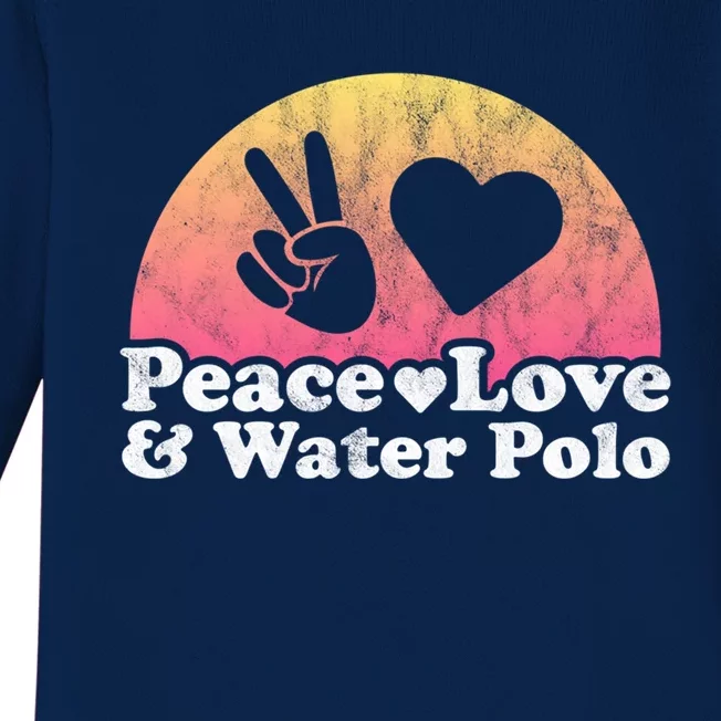 Peace Love And Water Polo Gift Baby Long Sleeve Bodysuit