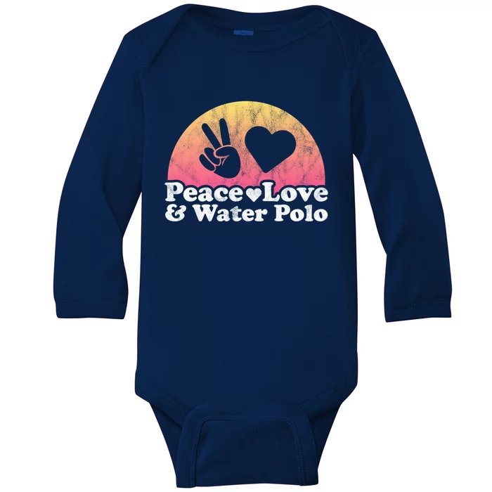 Peace Love And Water Polo Gift Baby Long Sleeve Bodysuit