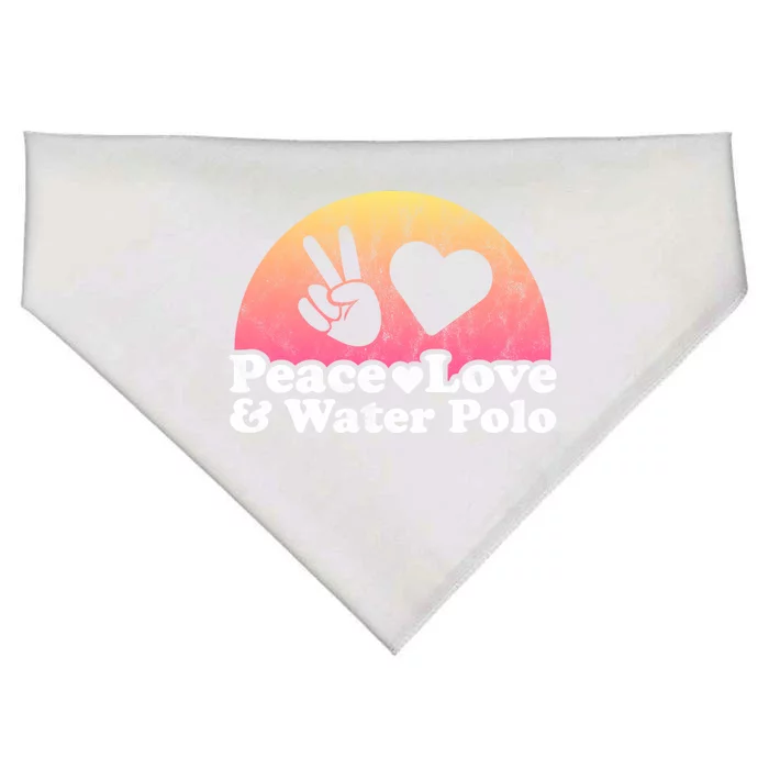 Peace Love And Water Polo Gift USA-Made Doggie Bandana