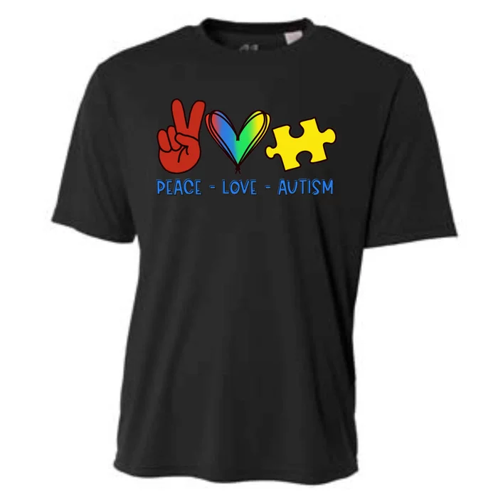 Peace Love Autism Awareness Acceptance Gift Cooling Performance Crew T-Shirt