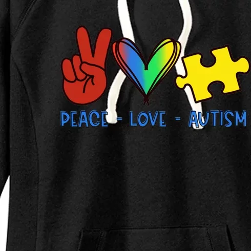 Peace Love Autism Awareness Acceptance Gift Women's Fleece Hoodie