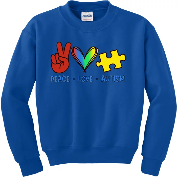 Peace Love Autism Awareness Acceptance Gift Kids Sweatshirt