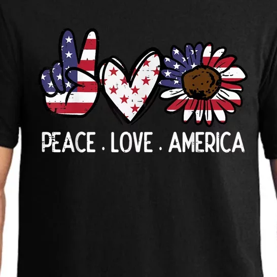 Peace Love America Us Flag Fourth 4th Of July Patriot Gift Pajama Set