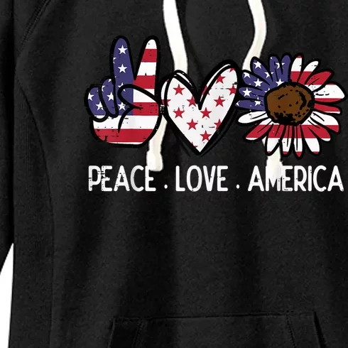 Peace Love America Us Flag Fourth 4th Of July Patriot Gift Women's Fleece Hoodie