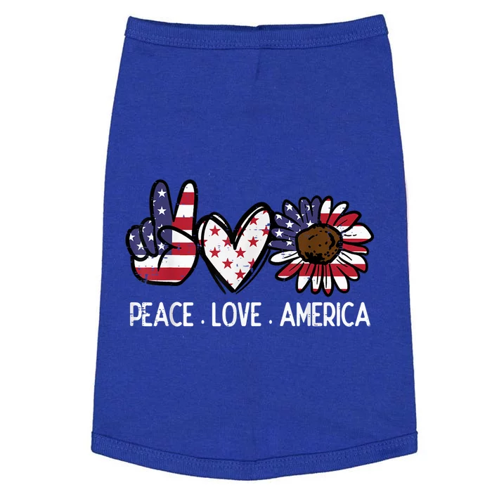 Peace Love America Us Flag Fourth 4th Of July Patriot Gift Doggie Tank